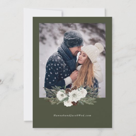 Save The Date Elégant Pine Photo Mariage d'hiver (Dos)