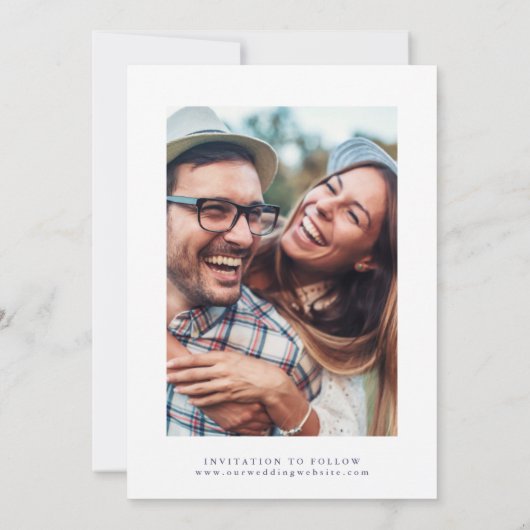 Save The Date Élégant Plum violet & Indigo Mariage Floral bleu (Dos)