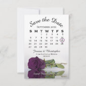 Save The Date Élégant Plum violet Rose Romantique Mariage Calend (Devant)
