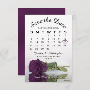 Save The Date Élégant Plum violet Rose Romantique Mariage Calend