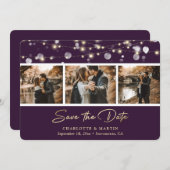 Save The Date Élégant Purple Gold Mariage Photo Enregistrer La D (Devant / Derrière)