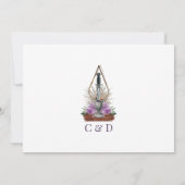 Save The Date Élégant Purple & Or Floral Wicca Handfasting (Dos)