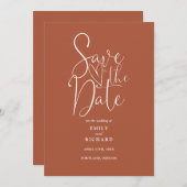 Save The Date Élégant QR Code moderne Mariage en terre cuite (Devant / Derrière)