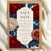 Save The Date Elegant Red Chrysanthemum Flora