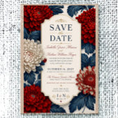 Save The Date Elegant Red Chrysanthemum Flora