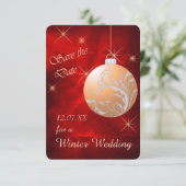 Save The Date Elégant Red Gold Noel Mariage Enregistrer la date (Debout devant)