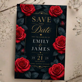 Save The Date Elegant Red Rose