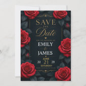 Save The Date Elegant Red Rose (Devant)