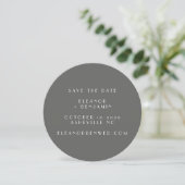 Save The Date Elégant Retro Black White Line Art Mariage Round (Debout devant)
