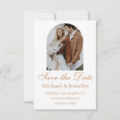 Save The Date élégant rétro chic script 2 arcs photos boho (Dos)