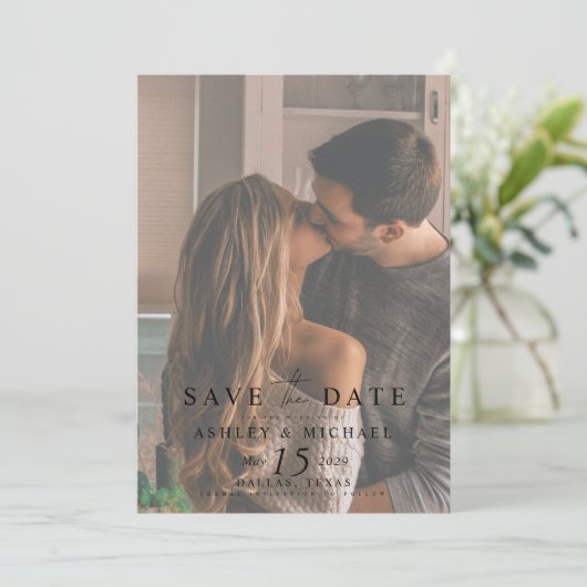 Save The Date Élégant revêtement Vellum QR Code 2 Mariage photo (Debout devant)