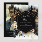 Save The Date Élégant Romance Enchanted Mariage forestier (Devant / Derrière)