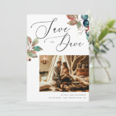Save The Date Elegant Romantic Fall Wedding | Watercolor Photo (Debout devant)