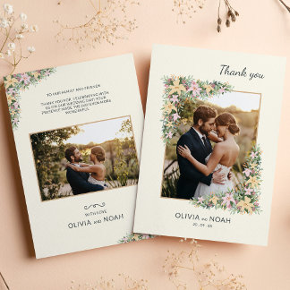 Save The Date Elegant Romantic Floral Thank You Photo