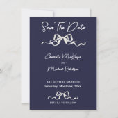 Save The Date Elegant Romantic Navy Ribbon Wedding (Devant)