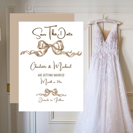 Save The Date Elegant Romantic Ribbon Wedding