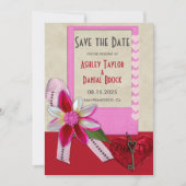Save The Date Élégant Romantique Bow Heart Mariage ornemental (Devant)