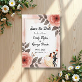 Save The Date Élégant Romantique Floral Mariée Et Mariage De Cha