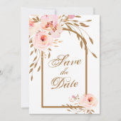 Save The Date Élégant Romantique rose Blush or Floral (Devant)