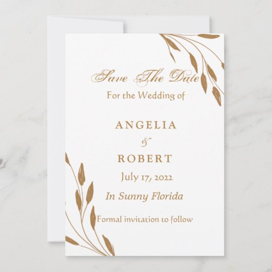 Save The Date Élégant Romantique rose Blush or Floral (Dos)