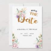 Save The Date Élégant Romantique Succulents Gold Green (Devant)