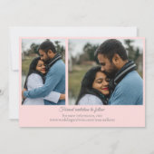 Save The Date Élégant rose 3 Photo Blanc Floral Mariage (Dos)