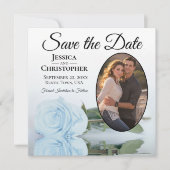 Save The Date Elégant Rose bleu clair et bleu foncé et Mariage p (Devant)