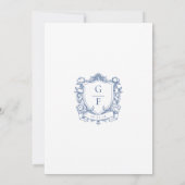 Save The Date Élégant Rose Bleu Monogram Crest Mariage (Dos)