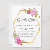 Save The Date Élégant rose Blush Floral Or géométrique (Devant)