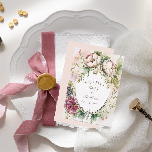 Save The Date Élégant rose Blush romantique rustique