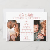 Save The Date Élégant Rose Champagne Tour Mariage Script (Devant)