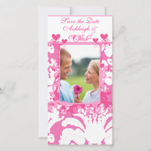 Save The Date Elegant rose Damask Enregistrer la dateVotre photo