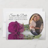 Save The Date Élégant Rose de Plum Magenta Oval Photo Mariage (Devant)