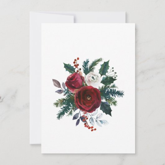Save The Date Élégant Rose d'hiver Foliage Mariage d'aquarelle (Dos)