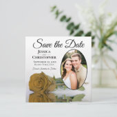 Save The Date Elégant Rose d'or sur White Oval Photo Mariage (Debout devant)