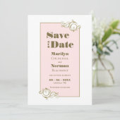 Save The Date Élégant rose et or Mariage simple (Debout devant)