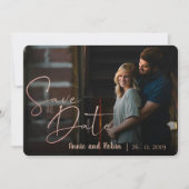 Save The Date Elégant Rose Faux Gold Script Mariage Photo (Devant)