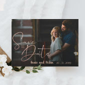 Save The Date Elégant Rose Faux Gold Script Mariage Photo