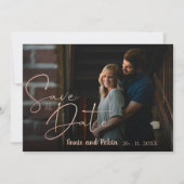 Save The Date Elégant Rose Faux Gold Script Mariage Photo (Devant)