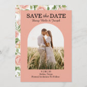 Save The Date Elégant Rose Garden (Devant / Derrière)
