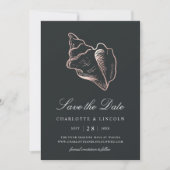 Save The Date Élégant Rose Gold Conch Mariage Shell (Devant)