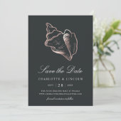 Save The Date Élégant Rose Gold Conch Mariage Shell (Debout devant)