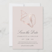 Save The Date Élégant Rose Gold Conch Mariage Shell (Devant)