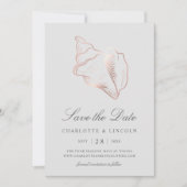 Save The Date Élégant Rose Gold Conch Mariage Shell (Devant)