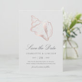 Save The Date Élégant Rose Gold Conch Mariage Shell (Debout devant)