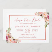 Save The Date Elégant Rose Gold Floral Wedding Enregistrer la da (Devant / Derrière)