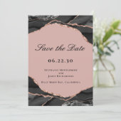 Save The Date Élégant Rose Gold Foil Agate Mariage Photo (Debout devant)
