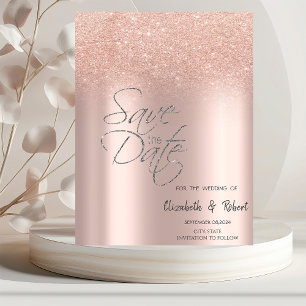 Save The Date Élégant Rose Gold Glitter Bokeh Enregistrer La Dat