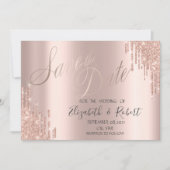 Save The Date Élégant Rose Gold Parties scintillant Drives Enreg (Devant)