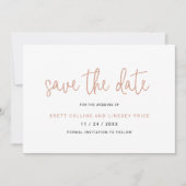 Save The Date Élégant Rose Gold Pink Typographie Mariage moderne (Devant)